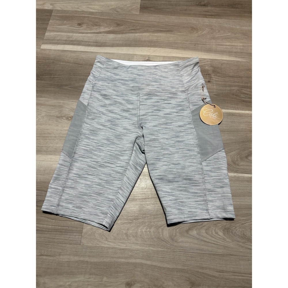Cali Active Biker Shorts High Waist Mesh Pocket Grey Space Dye Small S120F9024S
